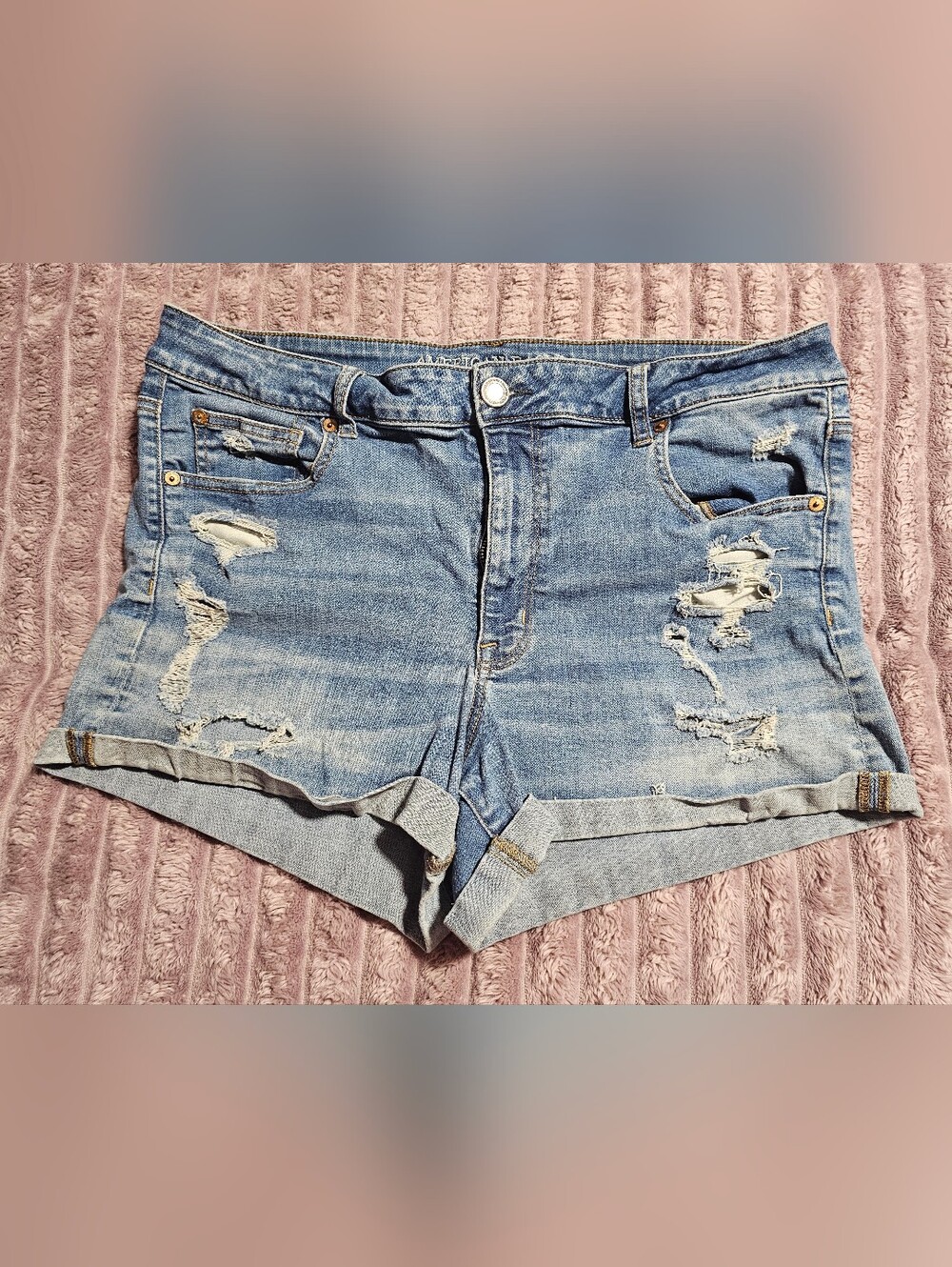 American Eagle Outfitters Light Wash Distressed Denim Shorts
